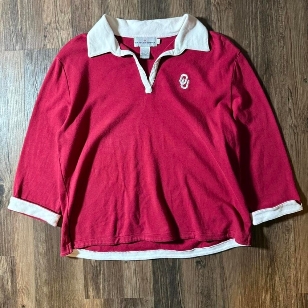 Castles Sport Oklahoma Sooners Red Polo‎ Shirt Womens Extra Large XL College
